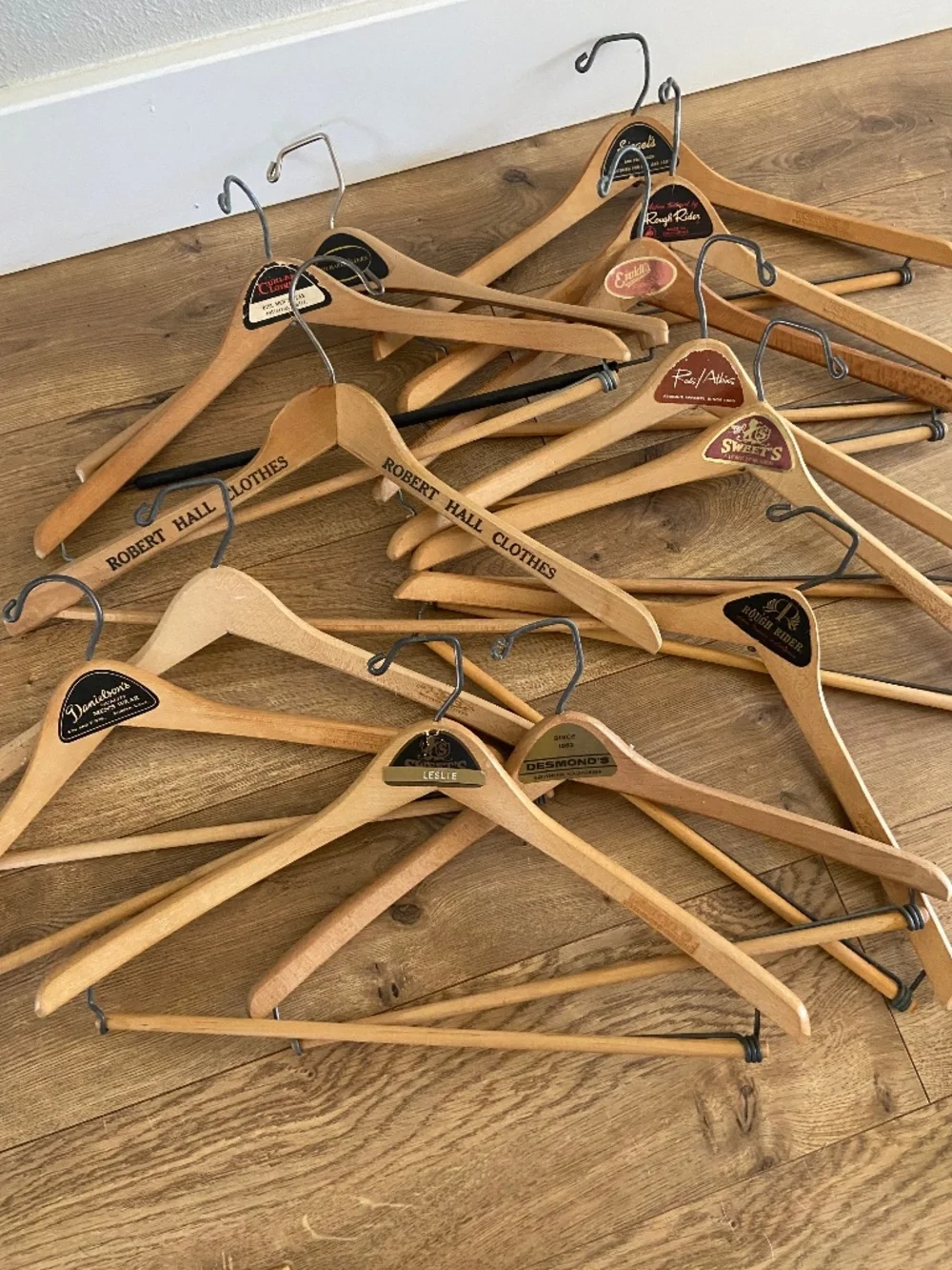 Vintage Advertising Wooden Clothes Hangers Lot 13 California Menswear Stores